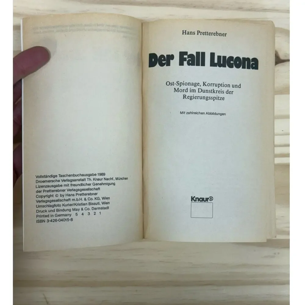 Der Fall Lucona by Hans Pretterebner 1989 PB German